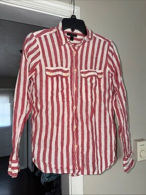 JCrew pinkish & White Striped ladies Button-Up Shirt